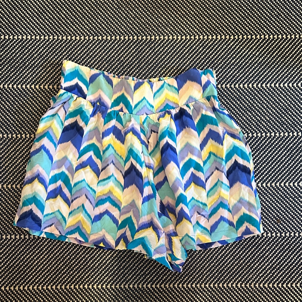Alice & Trixie High Waist Chevron Shorts - Blue and Green